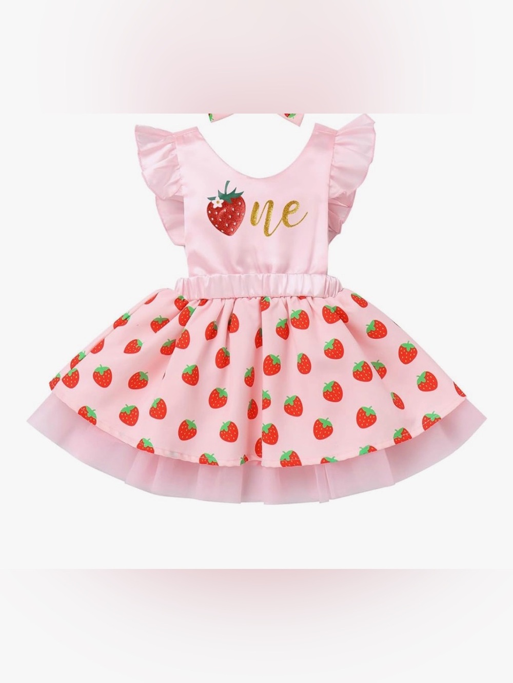 Strawberry 1 st Birthday Dress, Child size 6-12 month,Toddler Baby Girl
